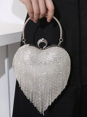 Stone Tassel Heart Match Wedding Dress Clutch Bag MNBF005