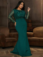 Plus Long Sleeve Fringed Maxi Dress