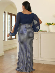 Plus Size Cutout Mermaid Sequin Prom Dress
