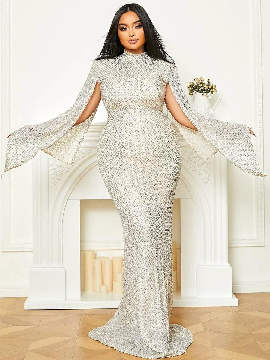 Glitter Bell Sleeve Mermaid Dress