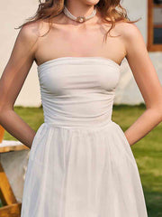 White Strapless Knot Sweet Homecoming Dress