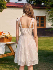 Leaf Embroidered A-line Casual Mini Dress