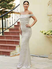 Formal Off The Shoulder Ruched Prom Dress