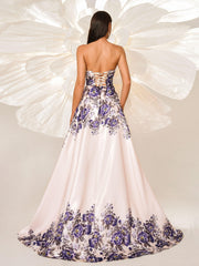 A-line Floral Sweetheart Neck Prom Dress