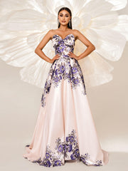 A-line Floral Sweetheart Neck Prom Dress