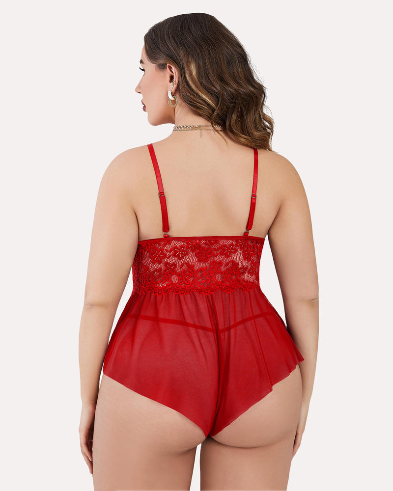 Plus Size Lingerie Lace Bodysuit