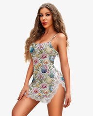 Easter Egg Print Lace Side Slit Dress