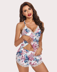 Blue Bow Two-piece Pajamas Sets