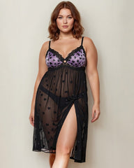 Plus Size Heart Sheer Lace Mid-Dress