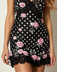 Lace FBlack Dots Sleep Dress
