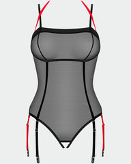 Sheer Mesh Tulle Crotchless Teddy