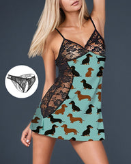 Dachshund Lace Graffiti Mini Dress