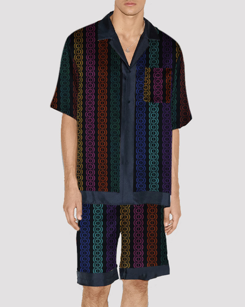 Men Jesus Pattern Satin Pajama Set