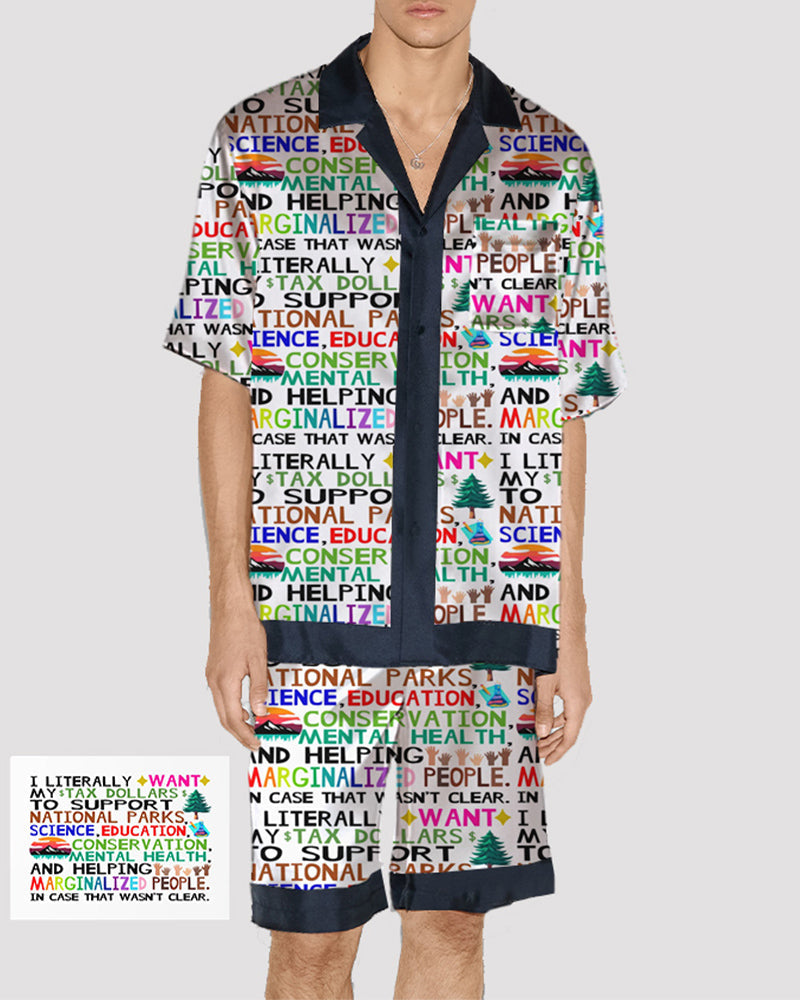 Men Colorful Swirl Pattern Satin Pajama Set