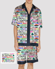 Men Bible Jesus Pattern Satin Pajama Set