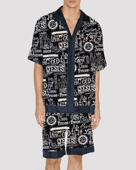 Men Colorful Swirl Pattern Satin Pajama Set