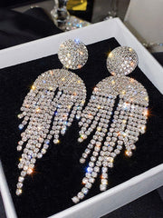 Tassel Inlay Stone Long Drop Earrings