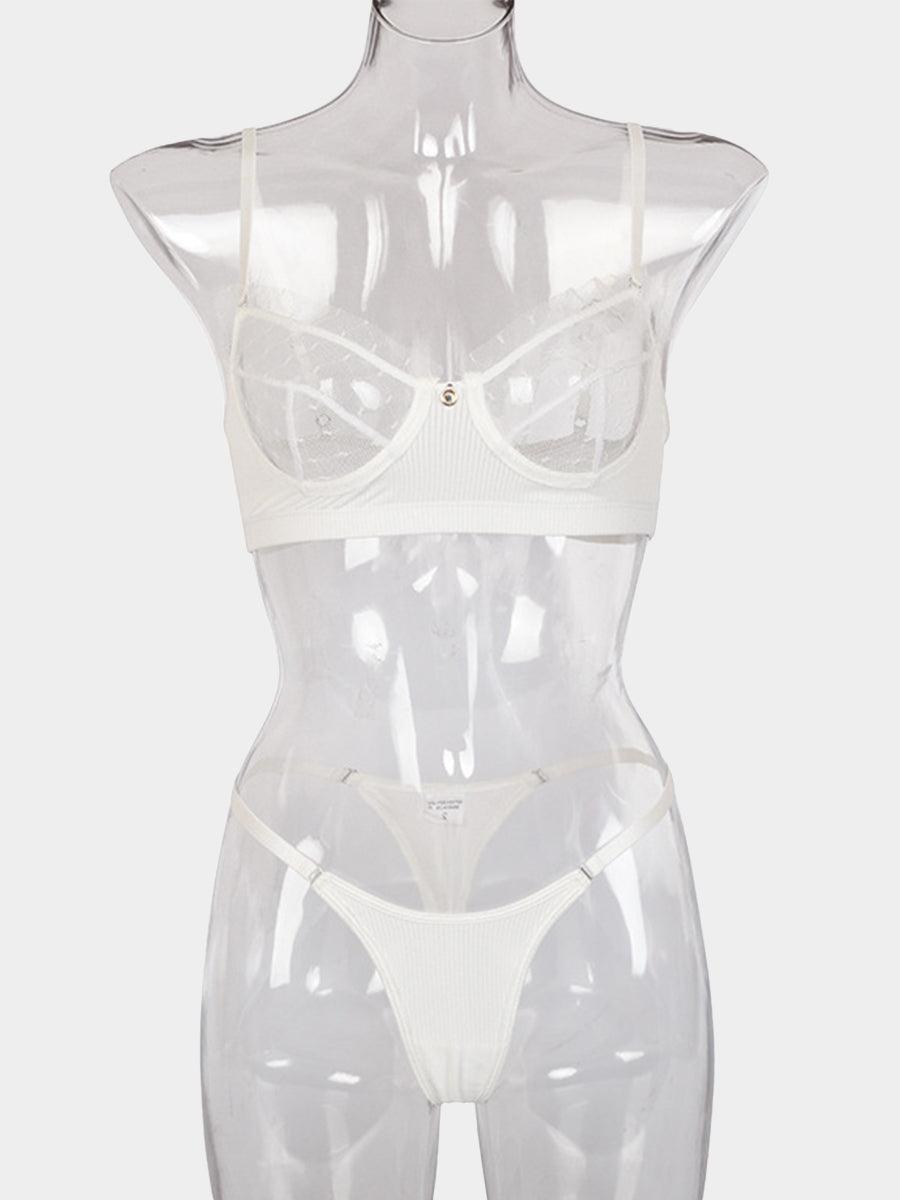 Lace Underwire Mesh Sexy Lingerie Set