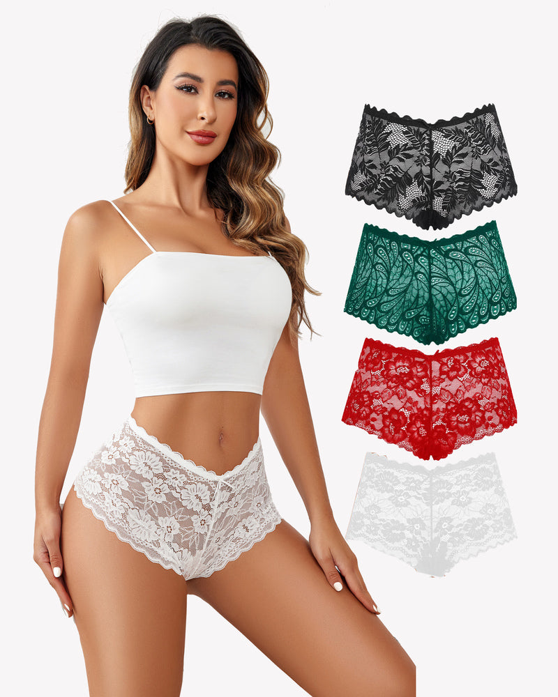 4 Pcs FLace Panties Mid-rise Panty