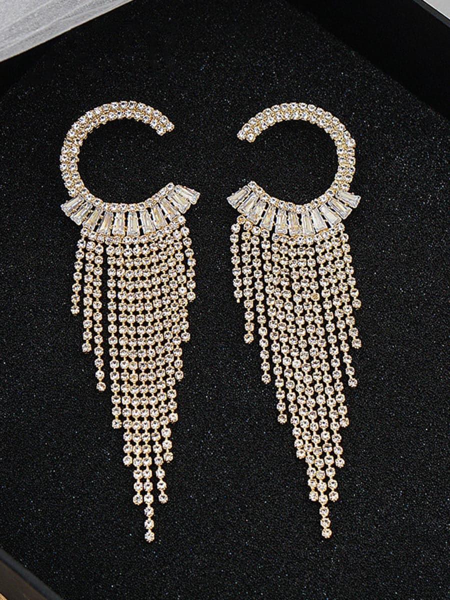 Rhinestone Sparkling Tassel Zircon Earrings
