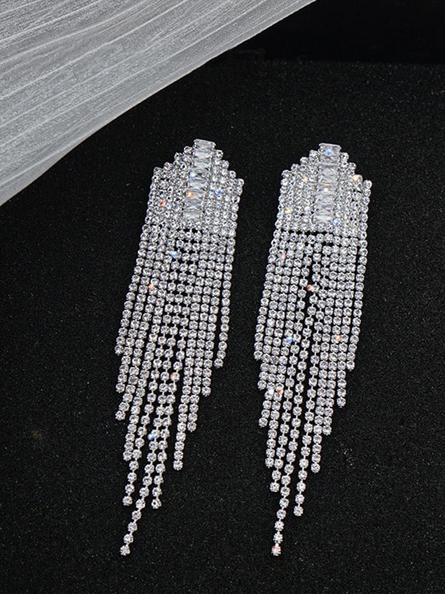 Rhinestone Sparkling Tassel Zircon Earrings