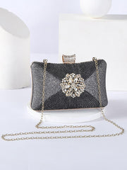 Fold Inlay Stone Square Evening Clutch Bag Shoulder MNBF011