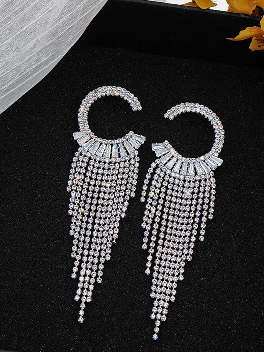 Rhinestone Sparkling Tassel Zircon Earrings