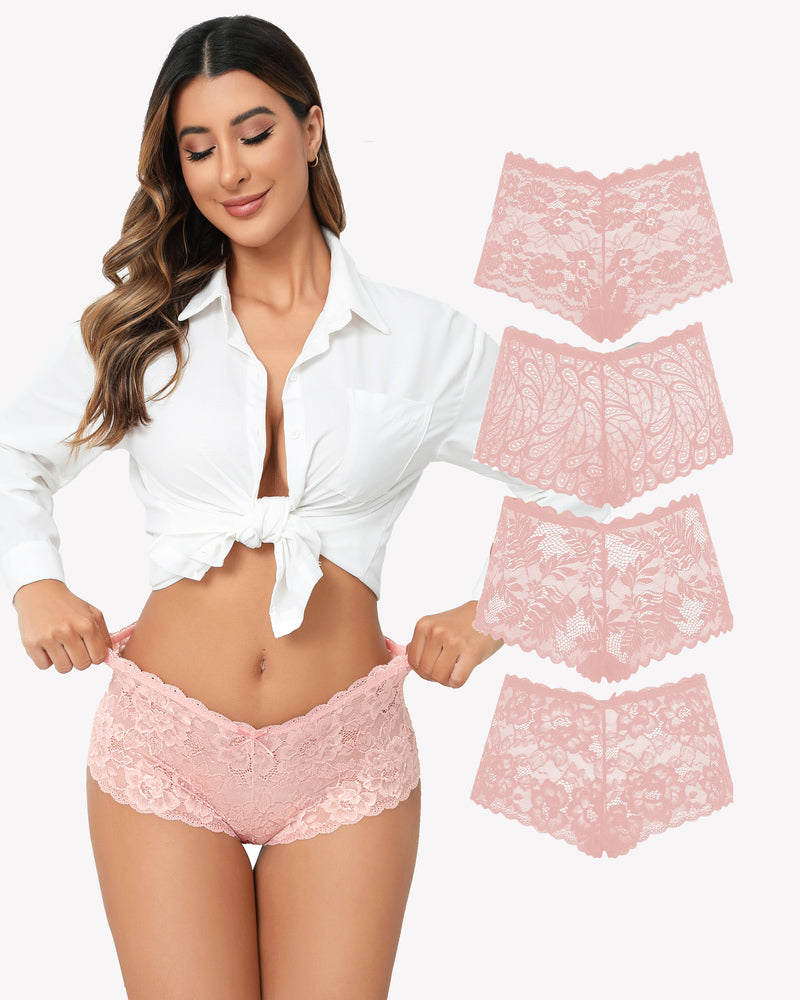 4 Pcs FLace Panties Mid-rise Panty