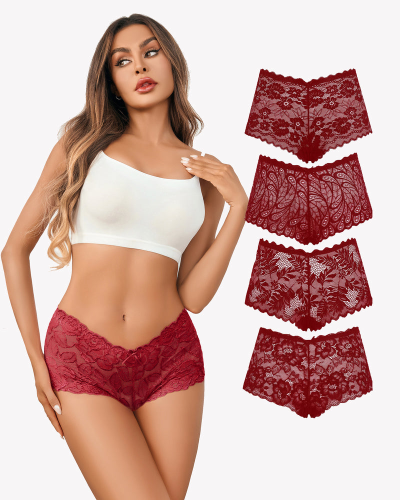 4 Pcs FLace Panties Mid-rise Panty