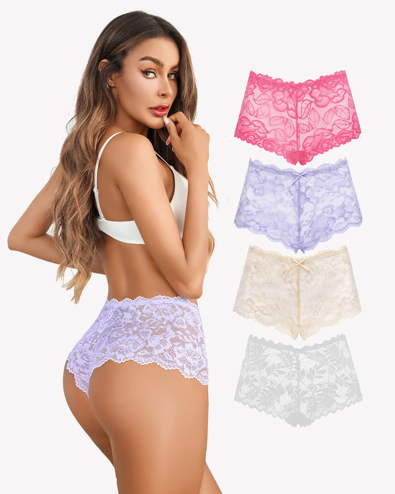 4 Pcs FLace Panties Mid-rise Panty