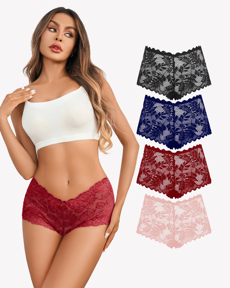 4 Pcs FLace Panties Mid-rise Panty