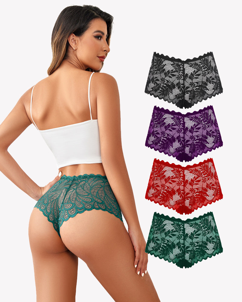 4 Pcs FLace Panties Mid-rise Panty