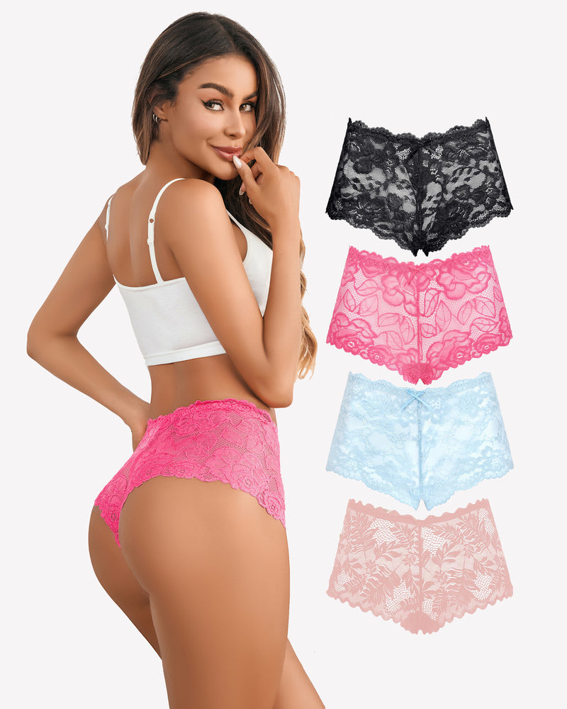4 Pcs FLace Panties Mid-rise Panty