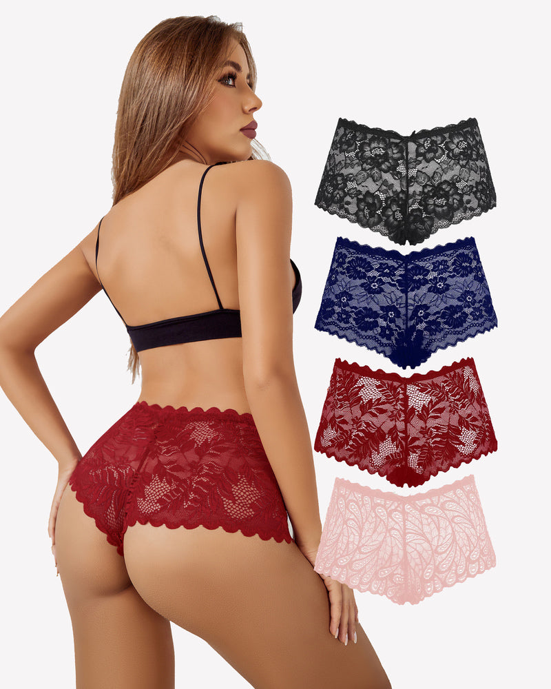 4 Pcs FLace Panties Mid-rise Panty