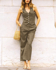 Tank Top Wide Leg Pants Suit