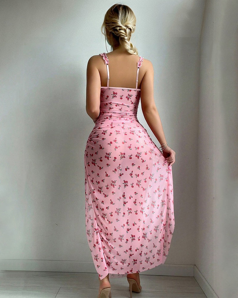 FUnderwire Split Pleated Sleep Dress