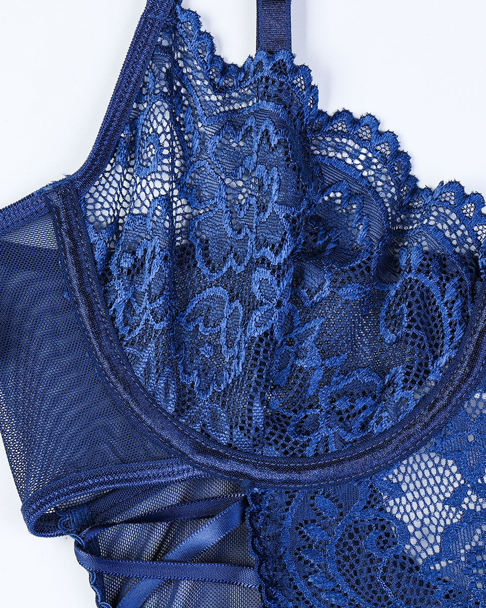 Criss Side Tie Sheer FLace Bodysuits