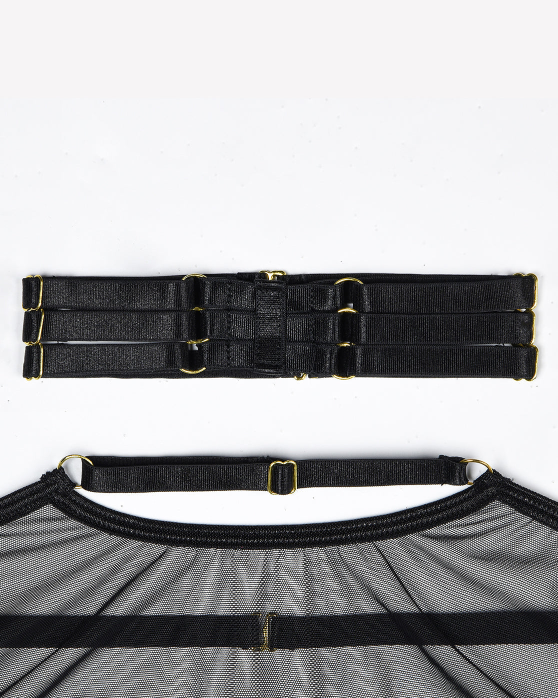 4 Piece Sheer Mesh Bra and Thong Set