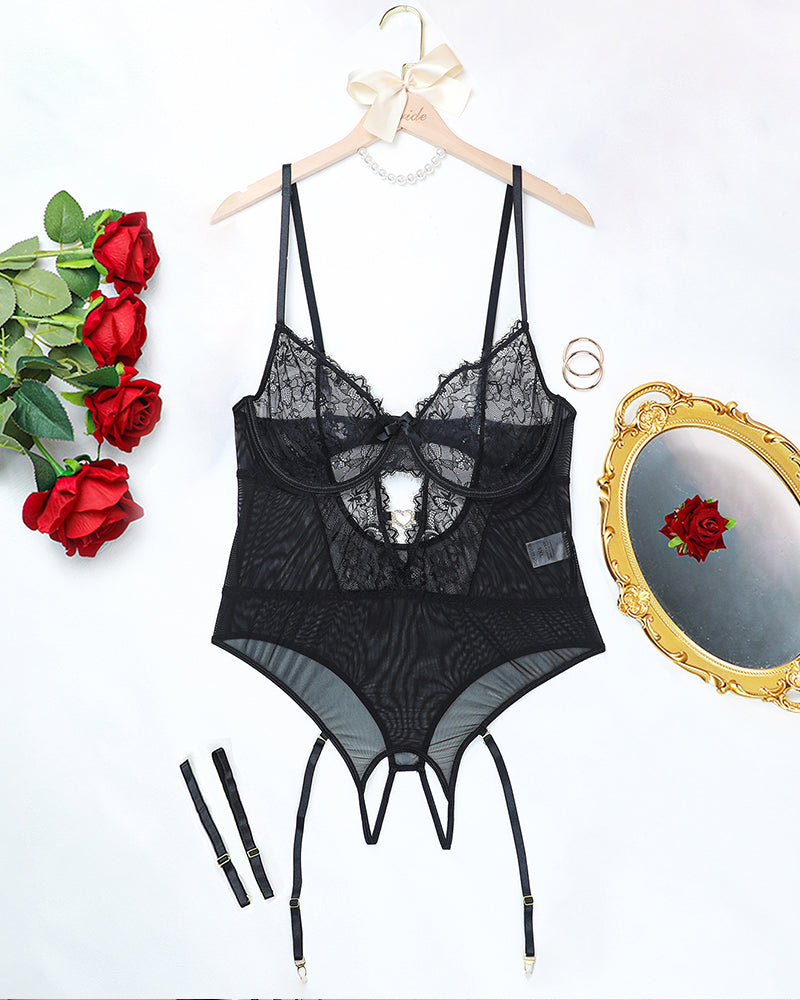 Plus Size FLace BodySuits Set