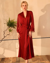 Satin Lace Long Sleeve Night Robe