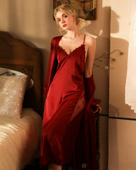 Satin Lace Long Sleeve Night Robe