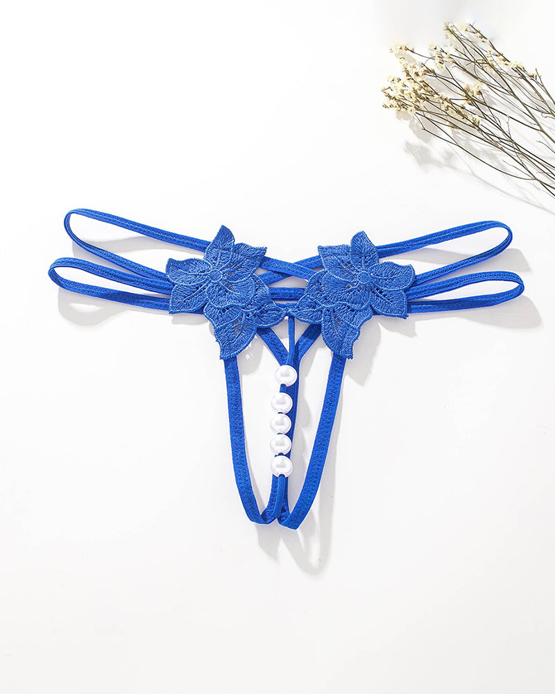 Pearl Lingerie Lace Open Panties G-String