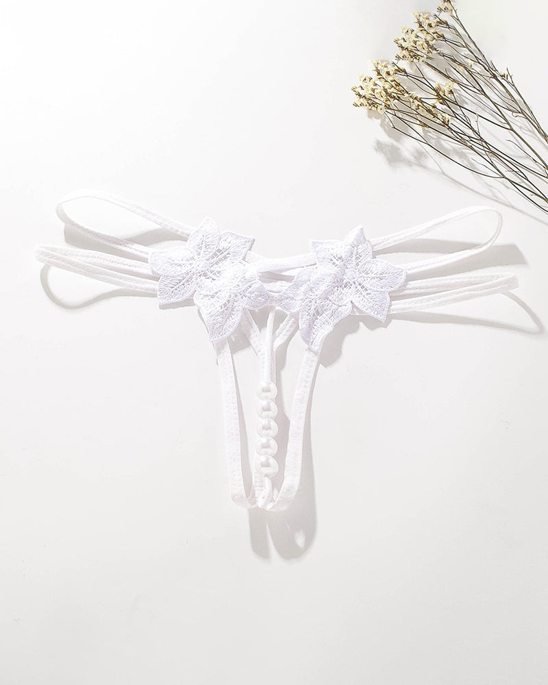 Pearl Lingerie Lace Open Panties G-String