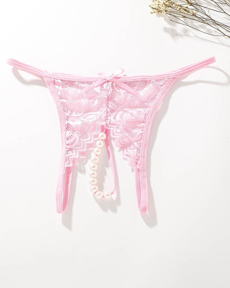 Lace Pearl G-String Low Rise T-Back Thongs