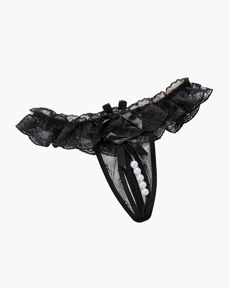 Black Beaded Crotchless Panty