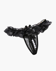 Black Beaded Crotchless Panty