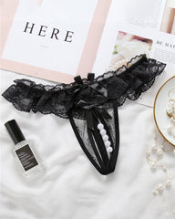 Black Beaded Crotchless Panty