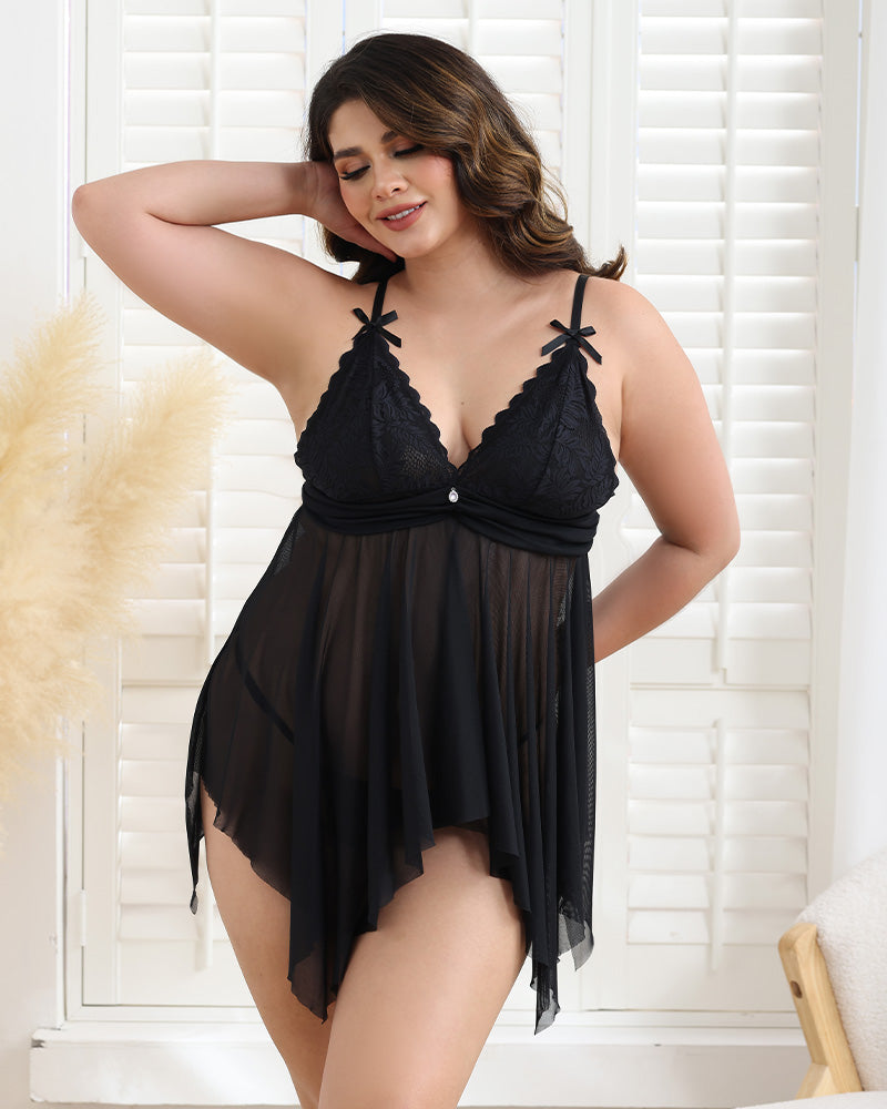 Plus Size Flowy Irregular Hem Babydolls