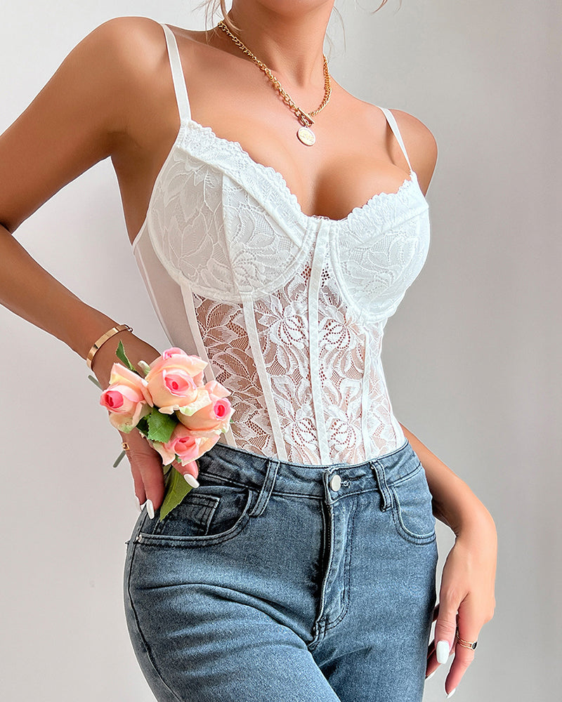 FLace Mesh Bustier Bodysuits
