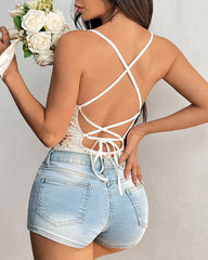 FLace-up Backless Bodysuit